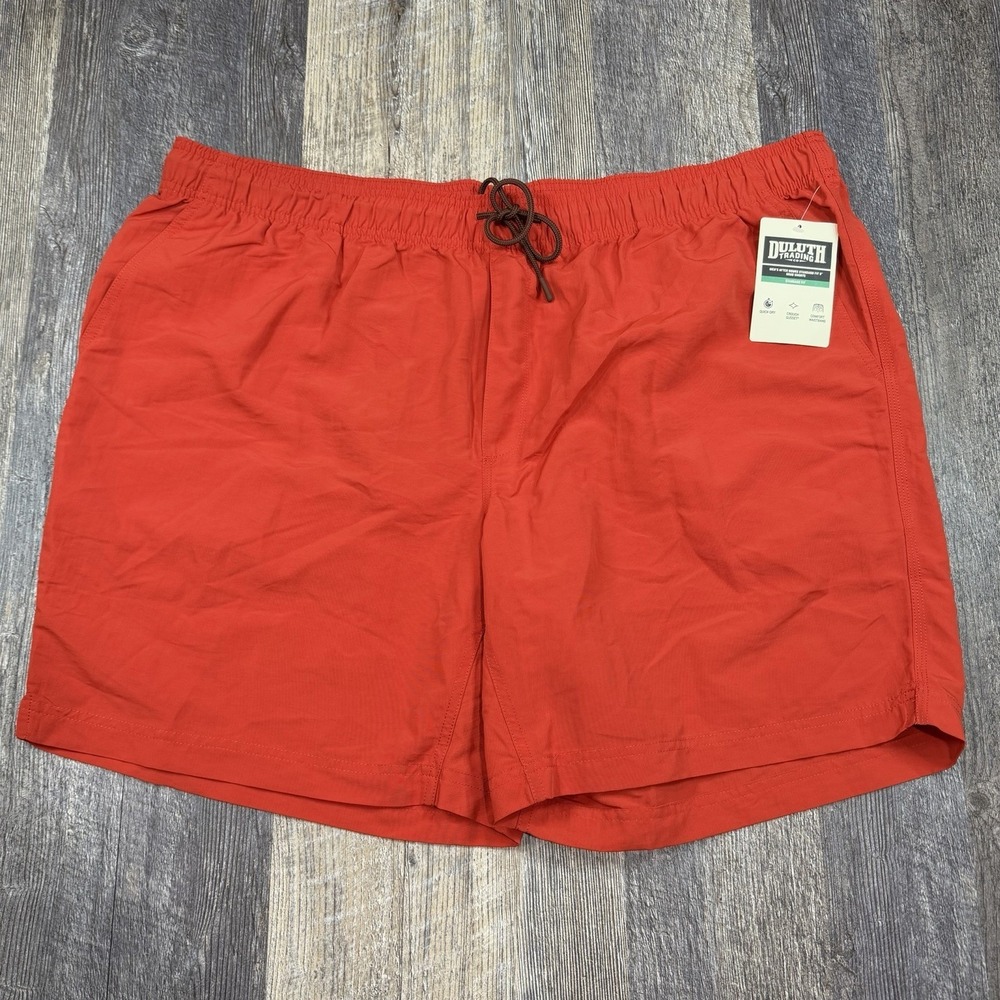 Duluth Trading Grab Shorts 2XL Red 8" Inseam Quick Dry Swim Multi-use Trunks NWT